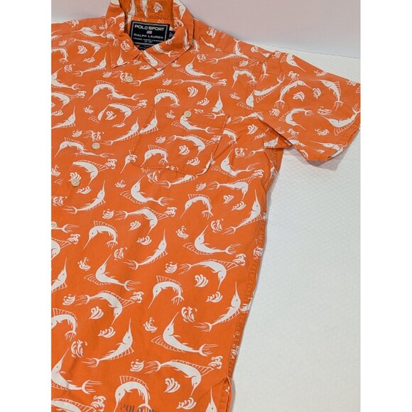 Vintage Y2K Polo Ralph Lauren Sportsman AOP Short Sleeve Shirt - Mens Size Large - Picture 2 of 7